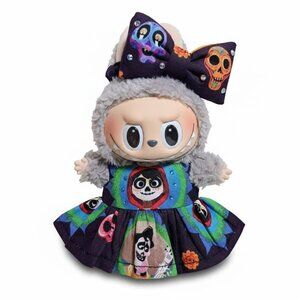 Dia De Los Muertos Disney Coco Miguel Dress and Skull Bow for Labubu